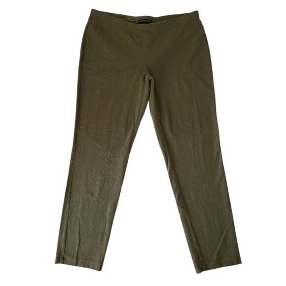 Eileen Fisher Olive Green Crepe Ankle Pull On Pants Size M - Picture 1 of 9